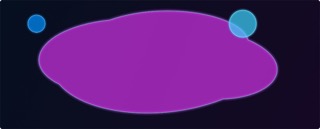 Large, soft-edged bodies rise, drift, meet, and separate in a simple field of simulated buoyancy. Lower frequencies broaden their silhouettes, while brighter partials gather around their halos. The restrained vertical movement gives the renderer its familiar liquid character without turning it into a literal physical simulation..