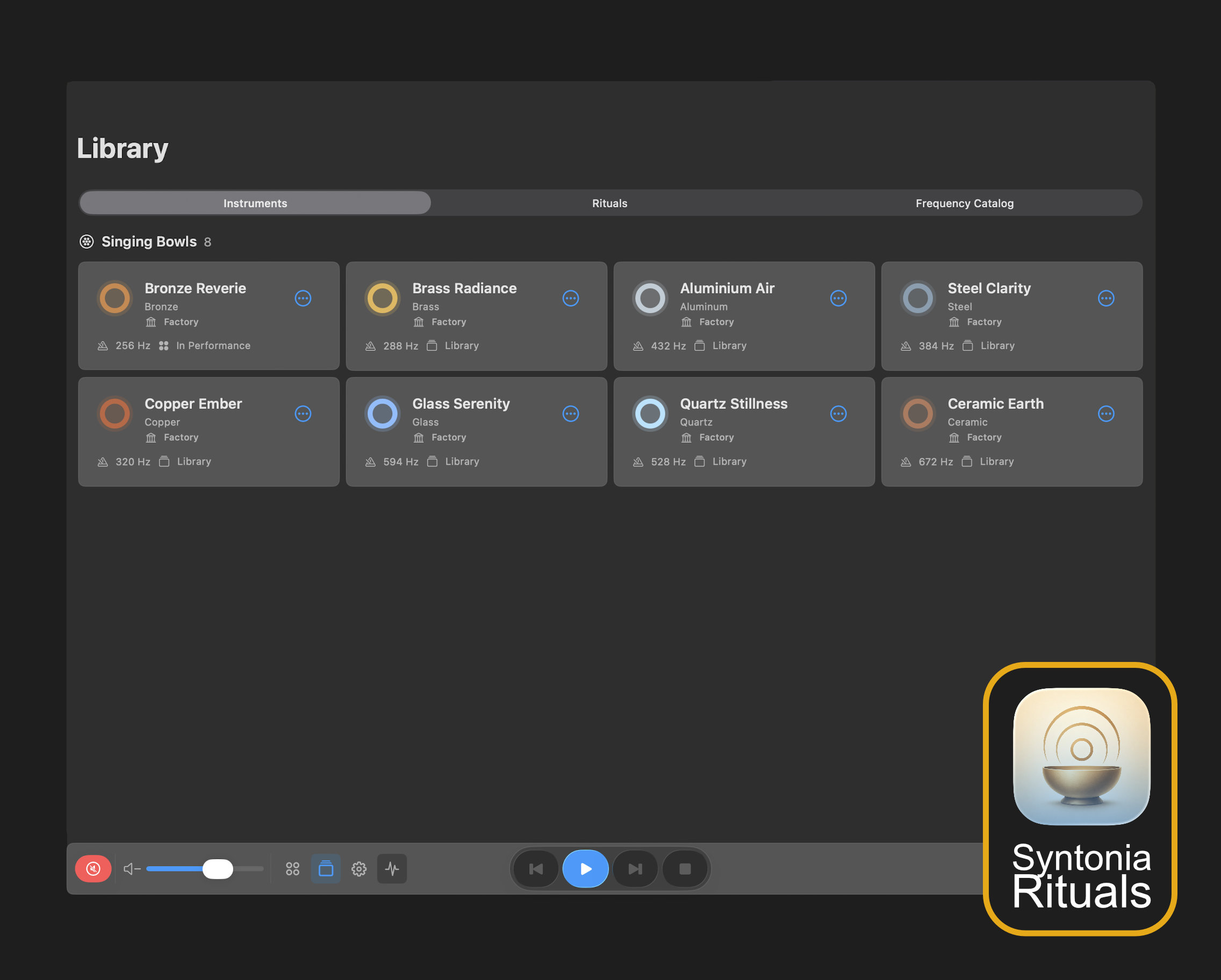 A curated collection of sound timbres and reference frequencies.
